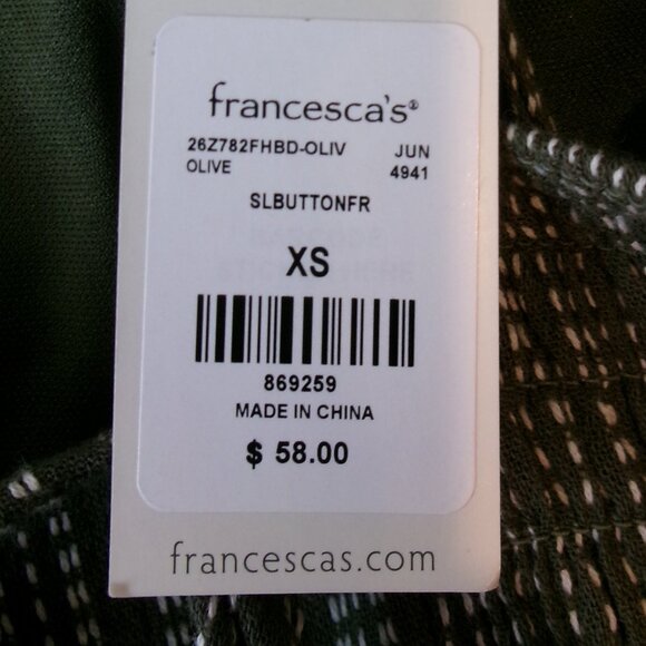 New Blue Rain Olive Green Skater Dress Francesca's NWT XS / S Spaghetti Straps - Picture 8 of 9